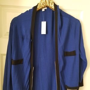 New York and Company Blue Zippered Cardigan